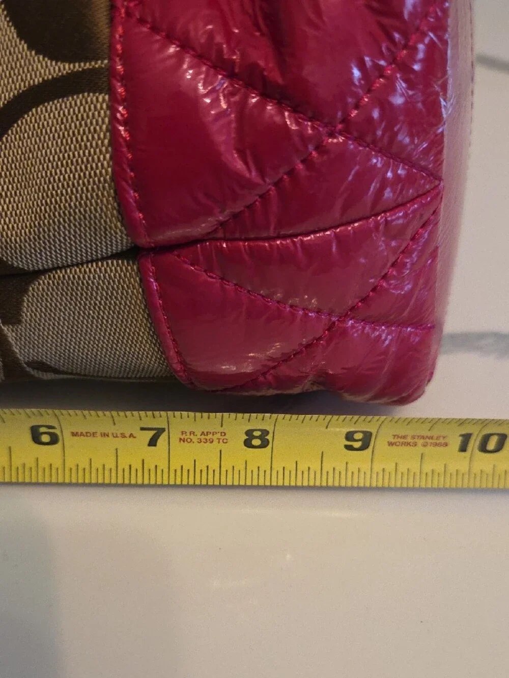 Coach Signature Canvas Tote with Pink Trim and Gold Hardware